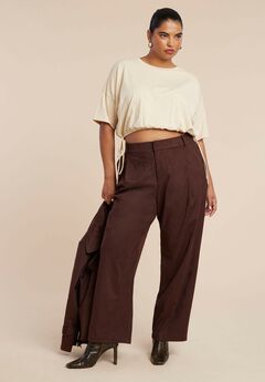 Faux Suede Wide Leg Pant