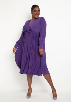 Knot Front Pleated Skirt Dress