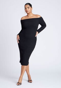 Off Shoulder Textured Dress