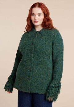 Fringe Cuff Knit Cardigan