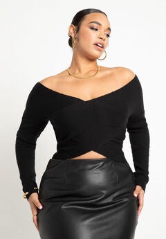 Wrap Front Cropped Sweater