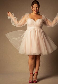 Plus Size Off The Shoulder Long Sleeve Dress
