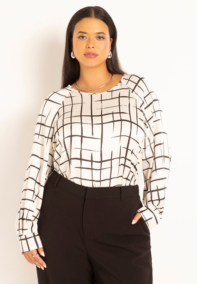 Raglan Sleeve Printed Blouse, , on-hover image number null