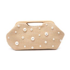 Mallory Narrow Straw Studded Evening Bag