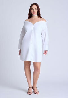 Off The Shoulder Poplin Mini Dress