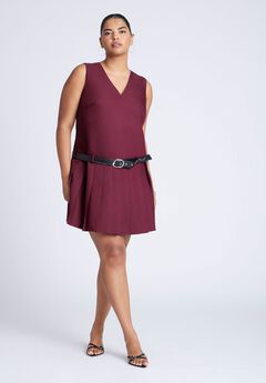 Pleated Mini Dress With Belt