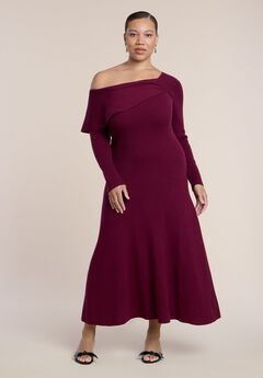Off The Shoulder Sweater Midi Dress