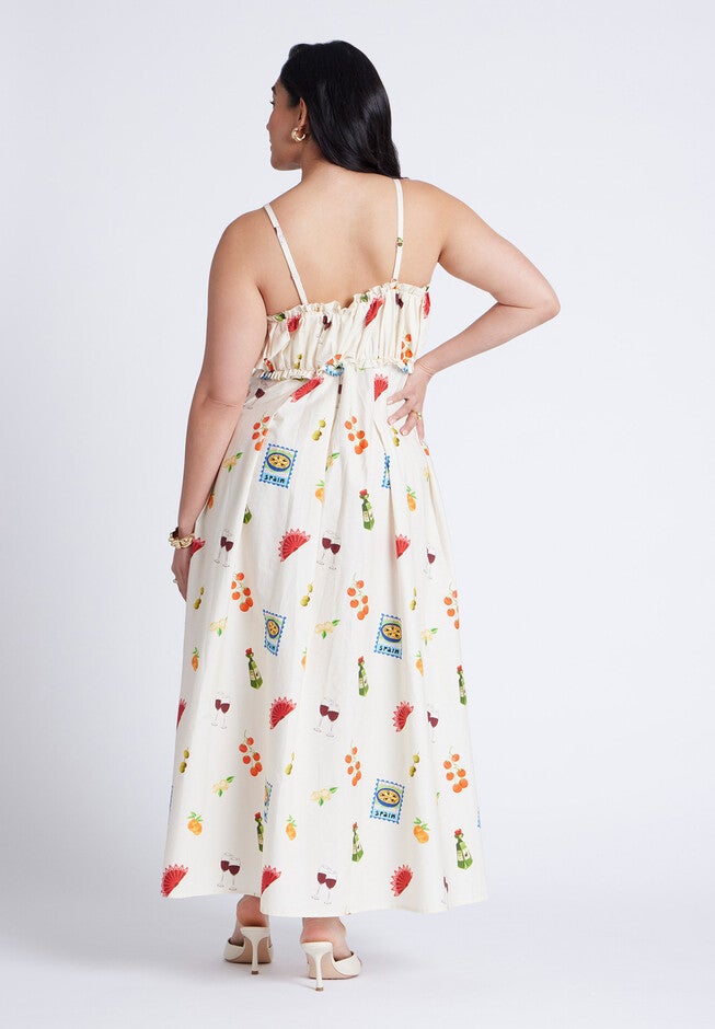 Shirred Bodice Ruffle Maxi Dress, OLIVE YOU, on-hover image number null