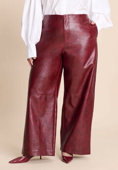 Textured Faux Leather Wide Leg Pant