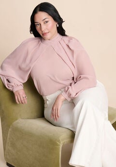 Draped Sleeve Chiffon Top