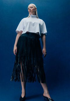 Faux Leather Fringe Skirt