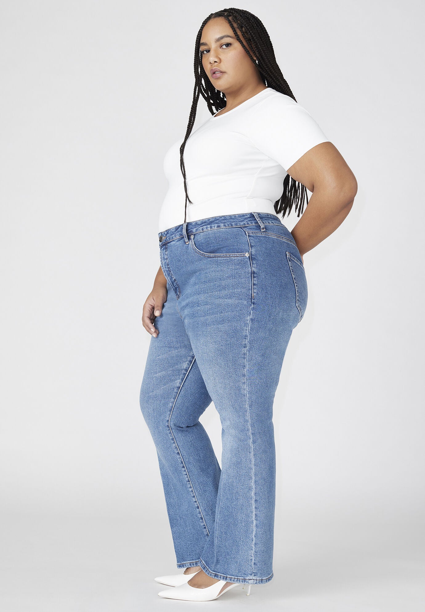 The Flare Leg Jean, MEDIUM WASH DENIM, on-hover image number 1