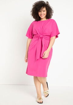 Cross Front Flutter Sleeve Dress