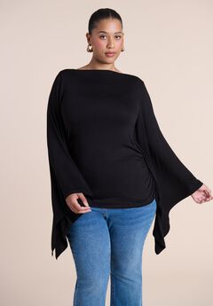 Dramatic Sleeve Shirred Top