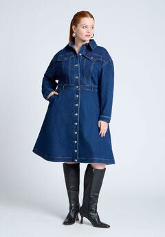 Denim Fit And Flare Shirt Dress