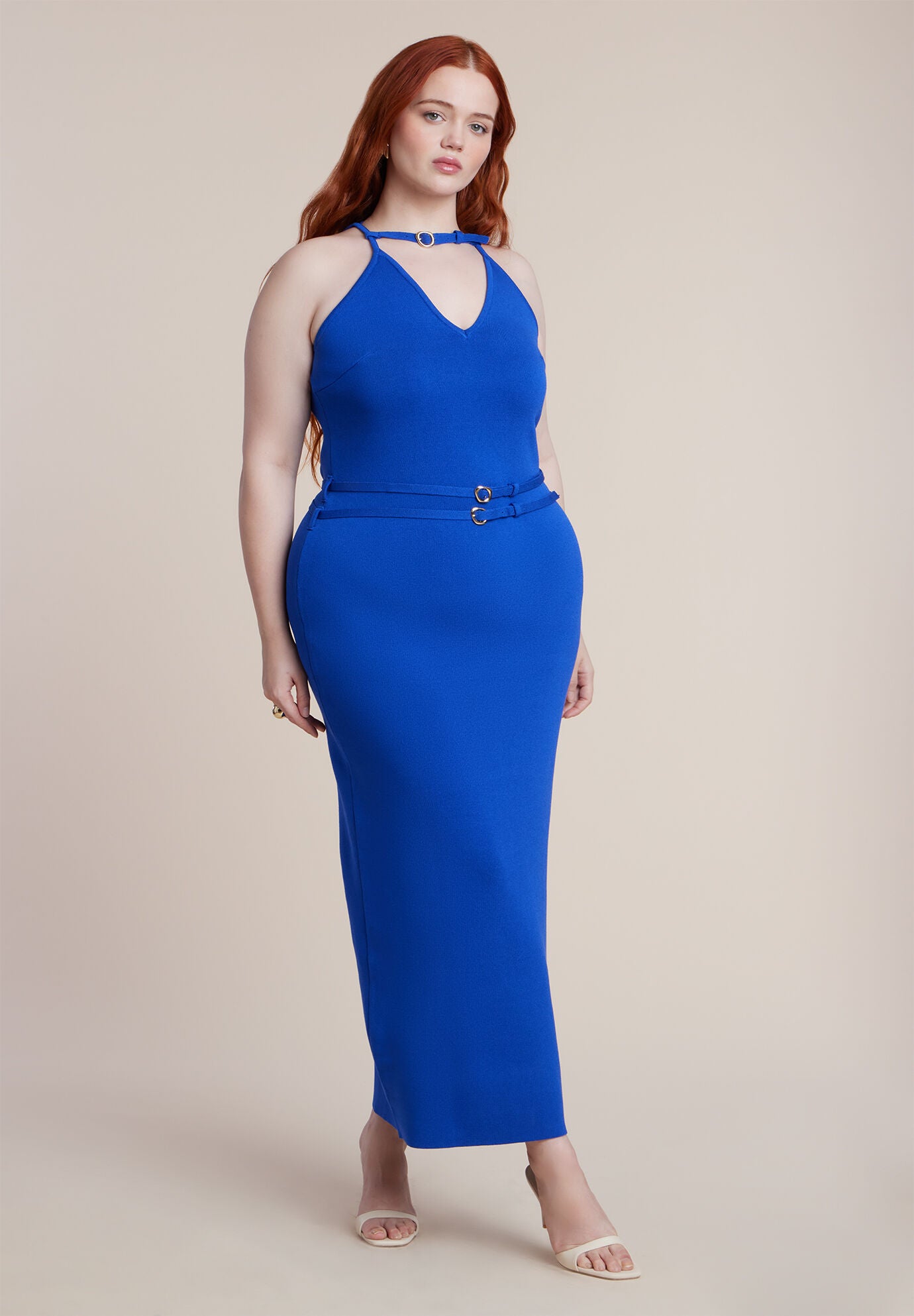 Belt Detail Sweater Dress, BEAUCOUP BLUE, alternate image number 2