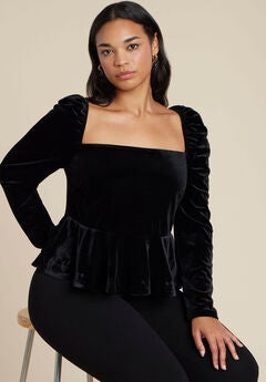 Velvet Peplum Top