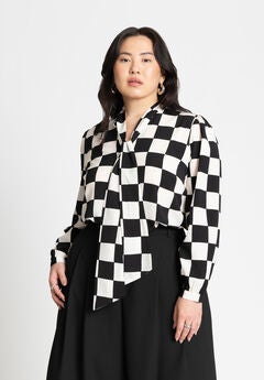Printed Tie Neck Blouse