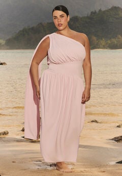 One-Shoulder Draped Maxi Dress