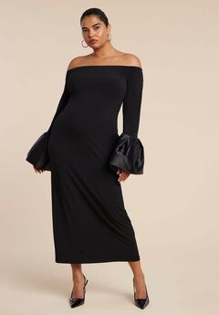 Off Shoulder Cuff Detail Maxi Dress