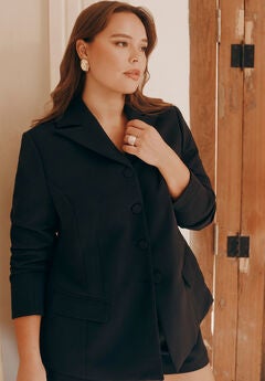 Fitted High Neckline Blazer