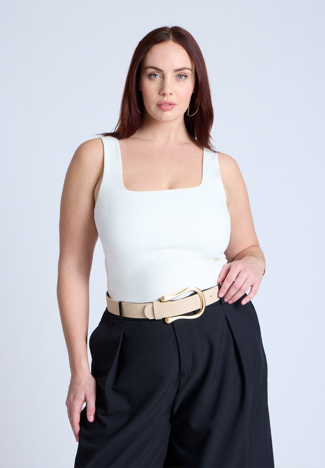 Horseshoe Buckle Belt, LIGHT BEIGE, hi-res image number null