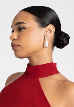 Brushed Pearl Teardrop Statement Earrings
