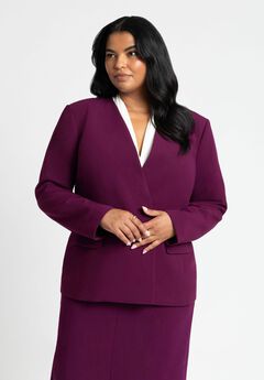 The 365 Semi Stretch Double Breast Collarless Blazer