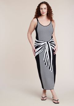 Scarf Print Knit Maxi Dress