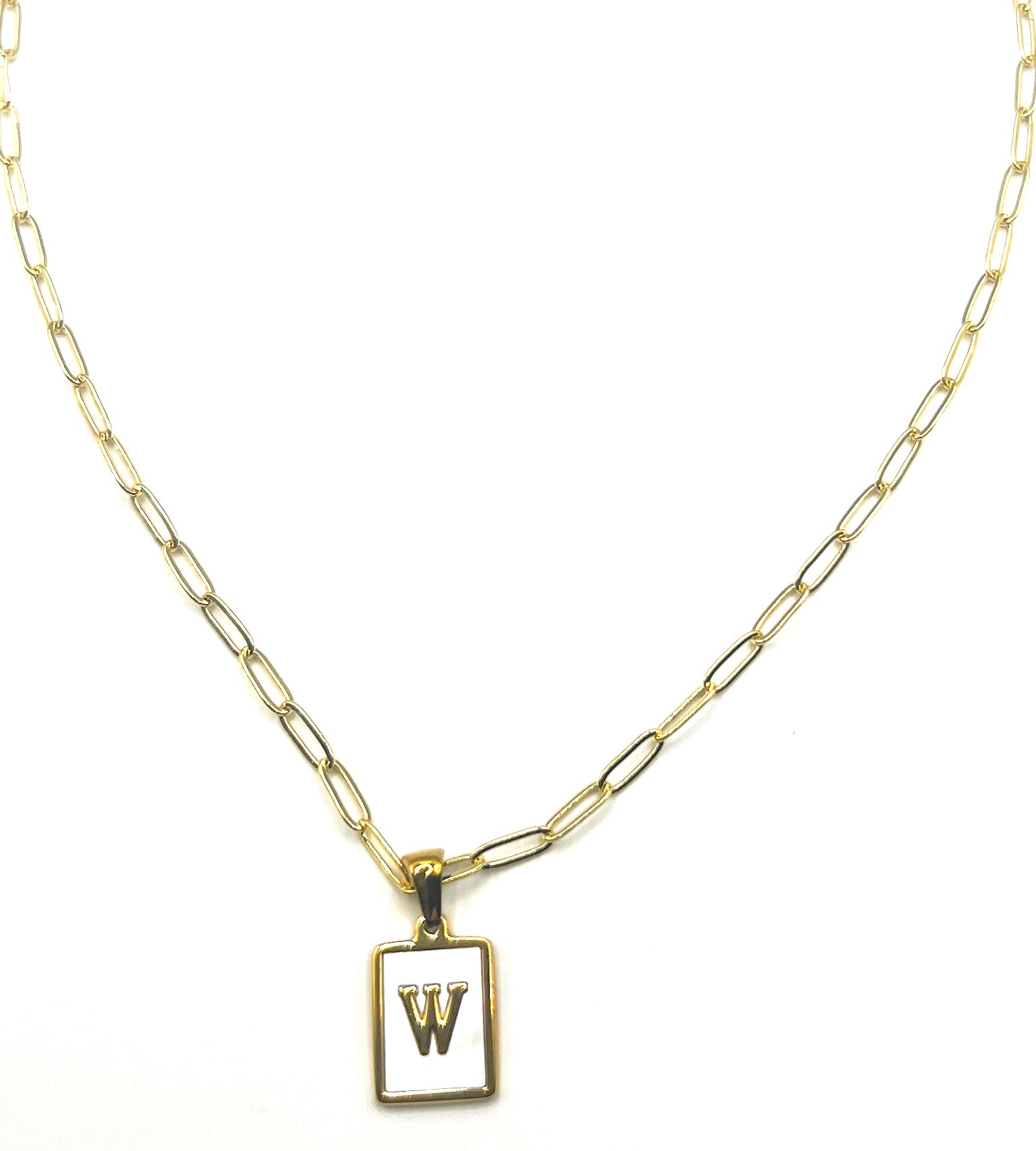 Pearlescent Initial Necklace, W, hi-res image number 0