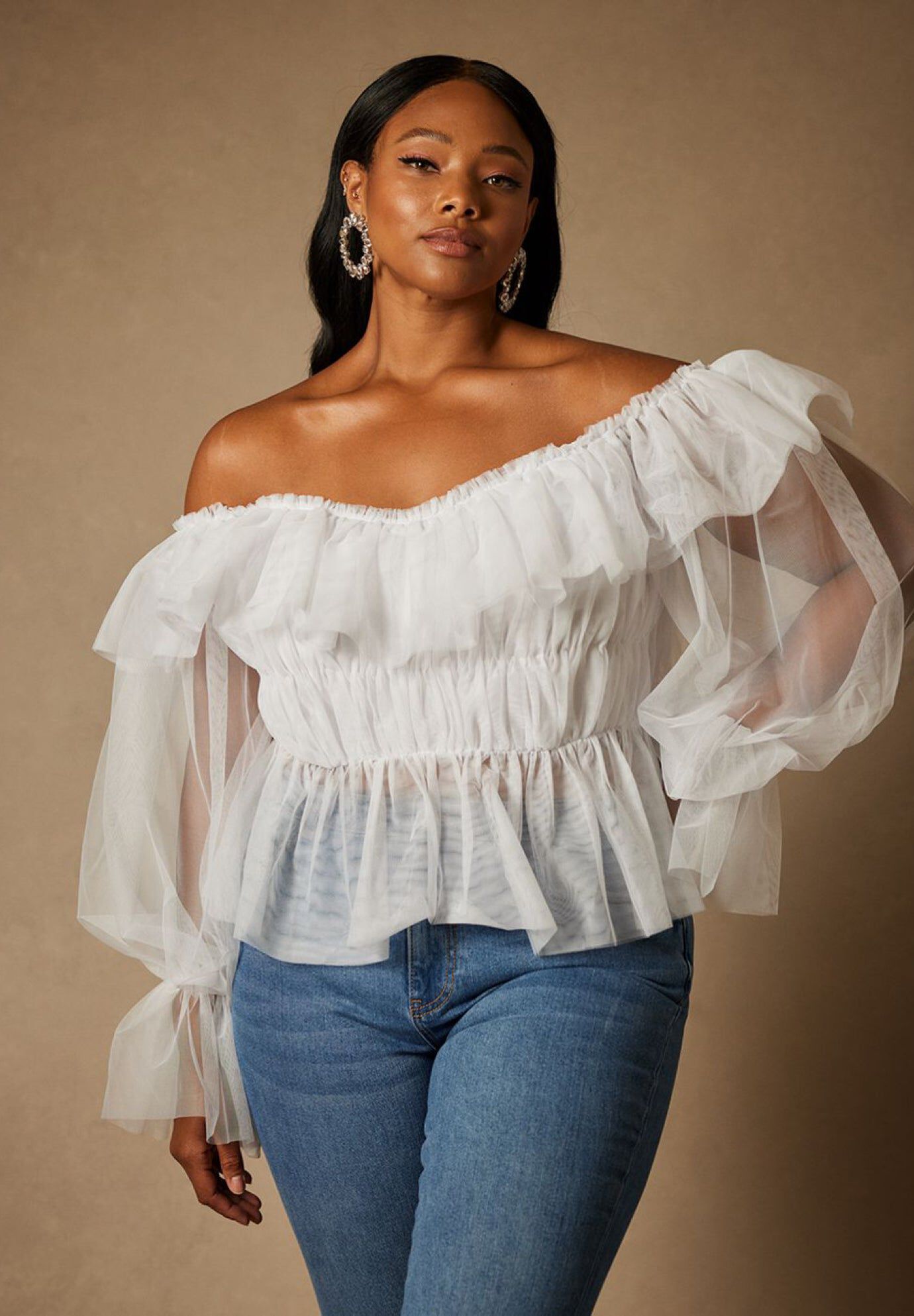 white evening blouses plus size