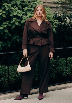 Faux Suede Wide-Leg Pant