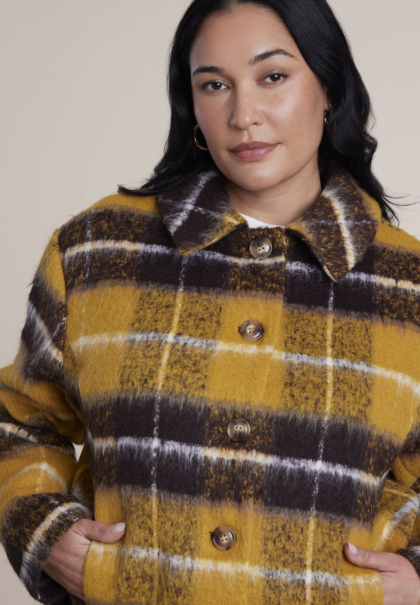 Brushed Plaid Jacket, CHOCOLATE HONEY PLAID, alternate image number 5