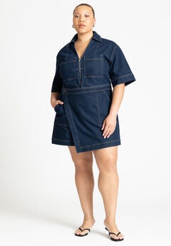 Denim Collared Wrap Romper