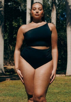 One Shoulder One Piece Swimsuit With Cutout