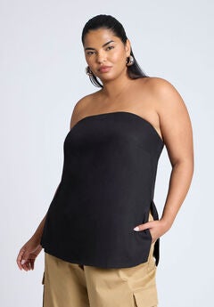 Linen Blend Column Tube Top