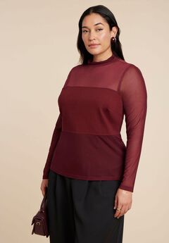 Paneled Sheer Turtleneck