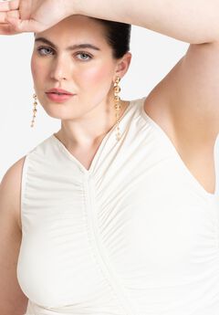 Linear Bead Ball Drop Post Earrings