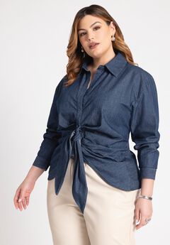 Tie Front Collared Blouse