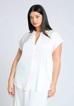 Satin Notch Collar Blouse