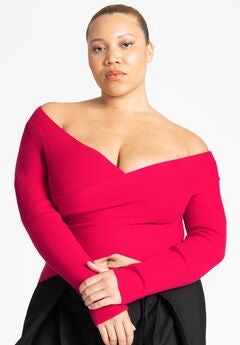 Wrap Front Cropped Sweater
