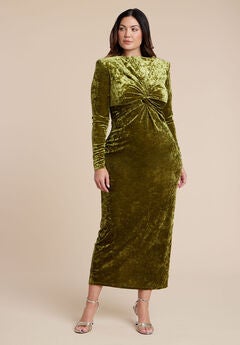 Twist Bodice Velvet Maxi Dress