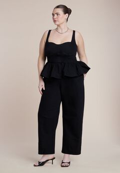 Peplum Barrel Leg Jumpsuit