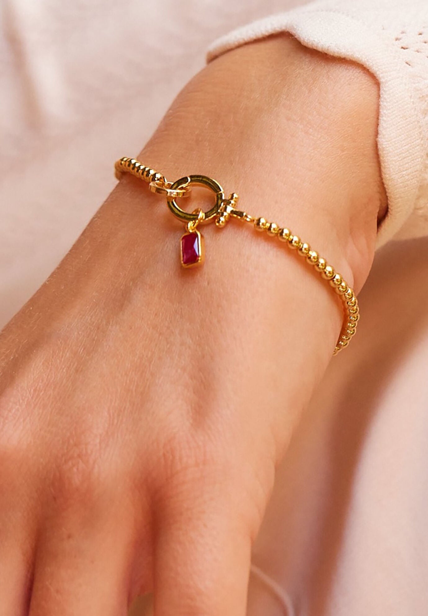 Mackenzie Gold Birthstone Bracelet, FEBRUARY, alternate image number 1