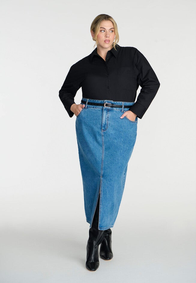 Oversized Button Down Top, BLACK ONYX, alternate image number null