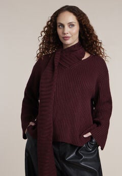 Brushed Scarf Neck Sweater