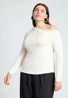 Asymmetrical Neck Drape Top