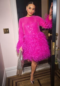 ELOQUII x kate spade new york Sequin And Feather Mini Dress