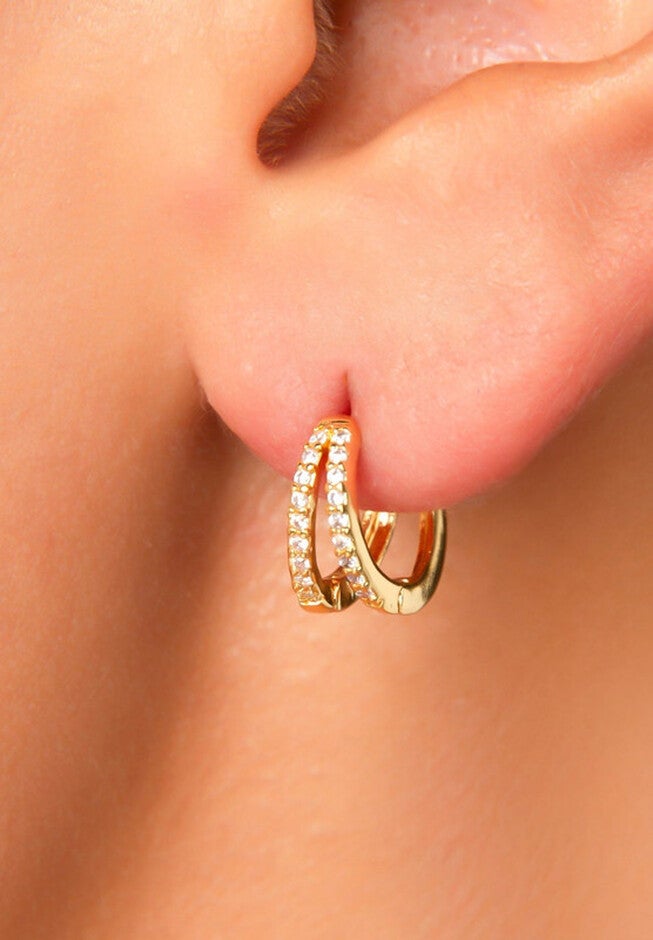 Lena Hoop Earrings, GOLD, alternate image number 1