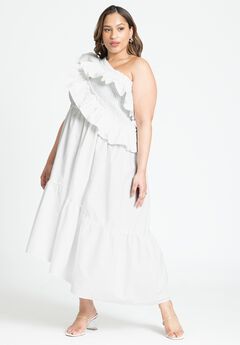 One Shoulder Dramatic Ruffle Dress